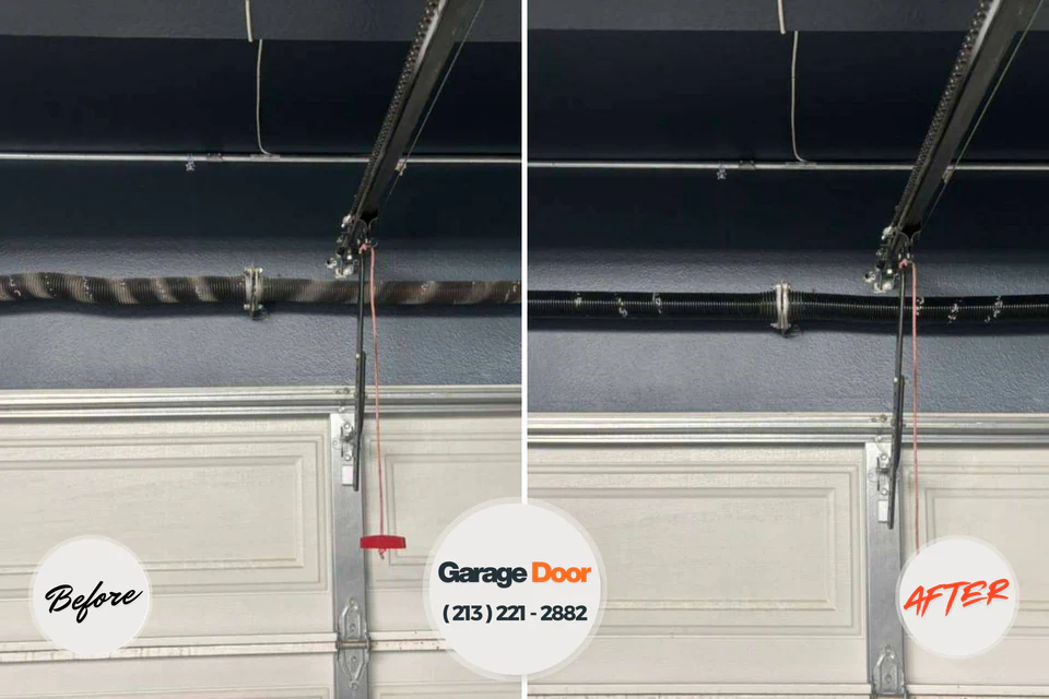 Before and after: garage door repair Copper Canyon, TX